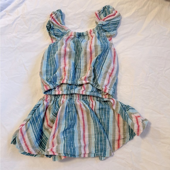 OLD NAVY 2 piece striped linen top & skirt, multi colored, 12-18m - Picture 2 of 8